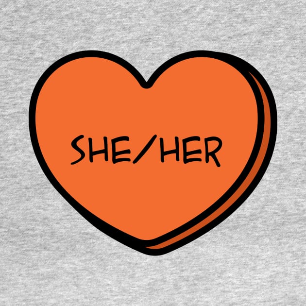 Pronoun She/Her Conversation Heart in Orange by Art Additive